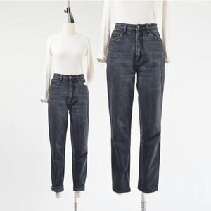 Vintage 90s Black Washed High Waisted Grunge Denim Tapered Leg Mom Jeans Small 6